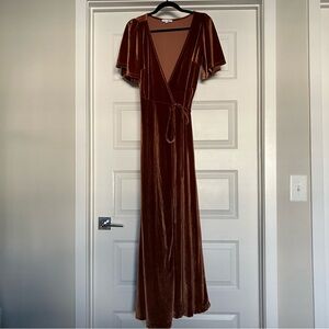 Baltic Born Velvet Burnt Orange Wrap Maxi Long Dress Womens Small 2026-3b8
